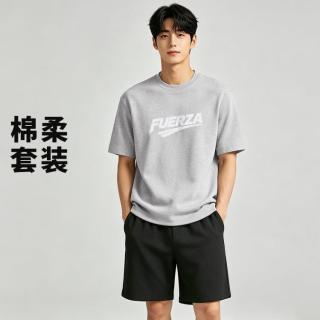 FUERZA 运动休闲套装男夏季时尚潮流短袖短裤青少年上衣裤子男