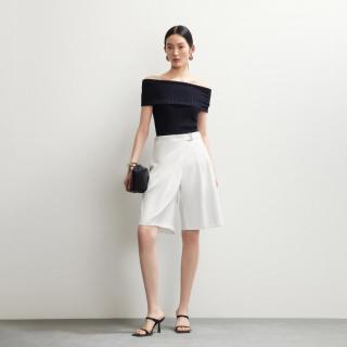 VERO MODA 休闲裤女26夏季金属腰头阔腿五分短裤休闲时髦