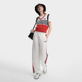 FILA 女装女式针织衫女子时尚修身舒适柔软条纹百搭针织衫