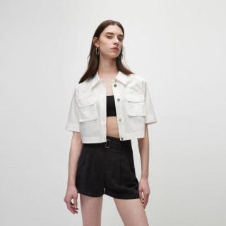ONLY 夏季极简主义高腰腰带装饰短裤直筒裤休闲裤女
