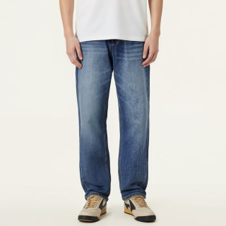 gxgjeans 真五折 美式水洗复古基础宽松牛仔长裤 蓝色