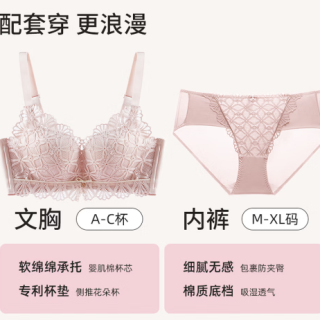 移动端、京东百亿补贴：都市丽人 内衣女婴肌棉蕾丝软脂胶圈聚拢套装