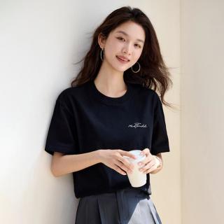 马克华菲 女装夏装美式复古字母印花短袖T恤宽松大码上衣