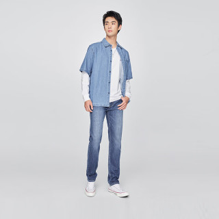 Lee 26夏季新品舒适中腰锥形五袋款牛仔裤
