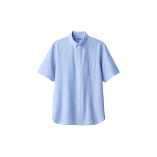 無印良品 MUJI 无印良品 男式棉水洗牛津纽扣领短袖衬衫 ACC01C2S