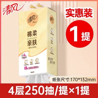 移动端：清风 亲肤系列 原木金装4层 悬挂式抽纸  4层*250抽*10提 170*132mm