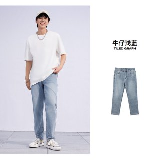 美特斯邦威 牛仔裤男夏季新款舒适直筒潮流休闲水洗美式复古长裤潮