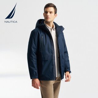 NAUTICA 男装冬季Teflon三防挺括休闲连帽厚夹克外套