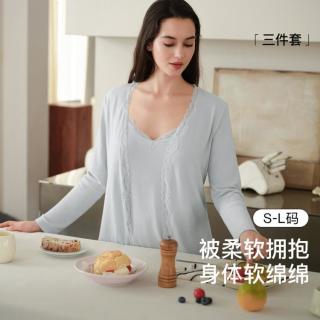 Ubras 夏季高级感蕾丝花边家居服套装带胸垫抗菌睡衣女