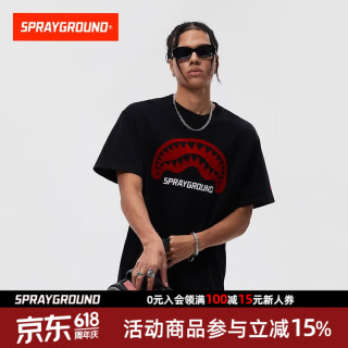 SPRAYGROUND 2026夏季鲨鱼嘴印花短袖T恤男女美式宽松半袖潮牌上衣 黑色 （黑白色可选）