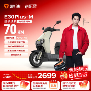 雅迪 E30Plus电动轻便摩托车72V21A铅酸长续航智能电动车男女通用通勤电摩踏板电瓶车雅丹棕