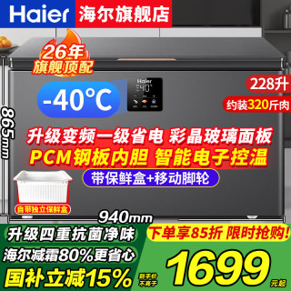 海尔 零下-40度超低温冰柜家用300/500升以上商用大容量全冷冻冷藏海鲜速