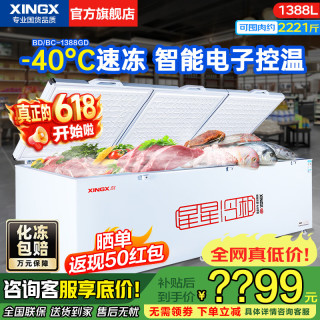 星星 冰柜商用400升/500升大容量全冷冻家用大冷柜卧式单温冰箱雪糕柜冷冻冷藏两用岛柜