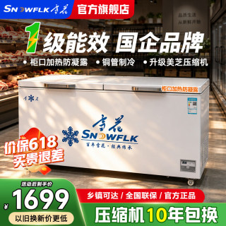 SNOWFLK 冰柜商用大容量全冷冻卧式冰柜家用冷藏冷冻两用冷柜双温商用大冰柜冷冻柜展示柜 549升