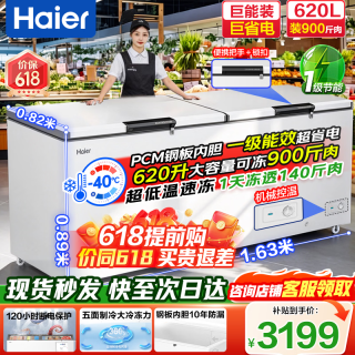 海尔 大容量冰柜500升以上卧式商用冰柜零下40度超低温冷藏冷冻深冷速冻无需频繁除霜