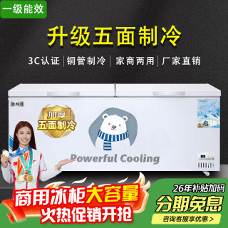 北极川 冰柜商用智能温控卧式大容量冷柜家用冷藏冷冻展示柜冰箱保鲜柜雪糕柜
