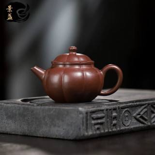 景盏 家用筋纹纳福壶老紫泥175ml