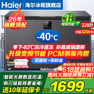 海尔 冰柜零下-40度超低温冰柜商用大容量冰柜海鲜速冻柜细胞级一级能效减霜80%