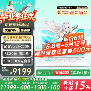 华硕 天选7Pro U7-255HX 2.5K 300Hz 魔幻青 16GB+1TB 游戏本