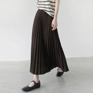 ICE 简约休闲裙2026夏款百褶裙垂感大裙摆裙a字裙中长款半身裙子