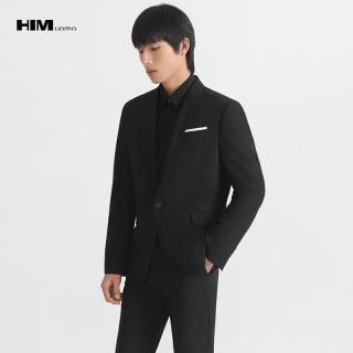 HIM 汉崇 男士商务正装西服套装 墨黑 XL/52/180