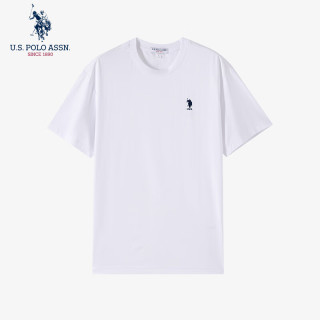 U.S. POLO ASSN. t恤男夏季宽松休闲重磅白色圆领半袖男士高端短袖t恤衫男装父亲节