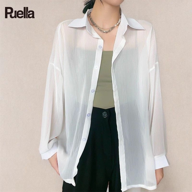 Puella 冰丝雪纺透气长袖防晒罩衫