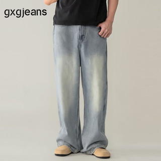 gxgjeans 男装 时尚复古水洗工艺宽松牛仔长裤