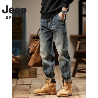 JEEP SPIRIT JEEPSPIRIT 吉普 男士牛仔裤 秋冬款 加绒直筒宽松休闲裤