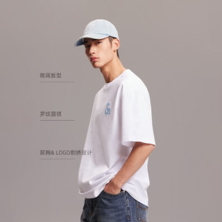 杰克琼斯 杰克·琼斯（JACK&JONES）26年新款夏季短袖T恤男士纯棉宽松潮流休闲简约刺绣圆领t恤