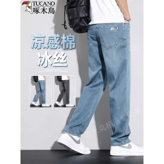 啄木鸟 冰丝凉感棉牛仔裤男士夏季薄款 浅蓝色