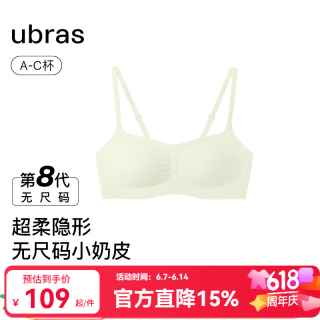 Ubras 虞书欣同款无尺码小奶皮细肩带粉底液隐形无痕内衣女夏季薄文胸 冰绿色 均码 -标准版