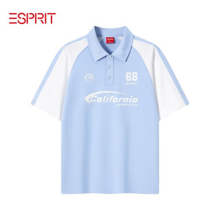 Esprit 男装撞色翻领polo打底衫潮流时尚休闲百搭短袖t恤