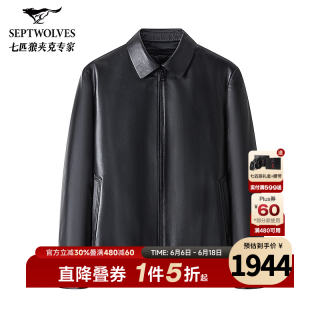 七匹狼 真皮皮衣男25新款商务翻领加厚外套 001(黑色) L 170/88A