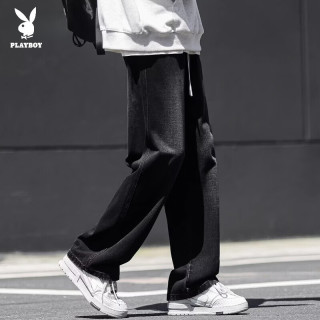 PLAYBOY 男士牛仔裤 宽松直筒阔腿潮流长裤