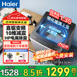 海尔 一级能效  直驱+纳米微泡净+10维减震+大桶径  波轮 11kg
