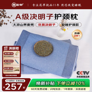 蜀国御 决明子枕头 荞麦壳颈椎枕 夏季专用 硬枕头 配水洗全棉枕套