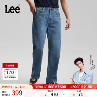 Lee 26春夏五袋款762宽松直筒牛仔裤中蓝色男潮 中蓝色 29
