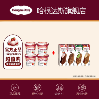 哈根达斯 冰淇淋经典杯 100ml*4杯+经典脆皮条 64g*4支