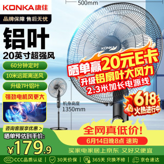 康佳 电风扇家用风扇办公室工业风扇立式卧室大风力循环扇定时摇头可伸缩铝叶落地扇 KF-45L19延长线