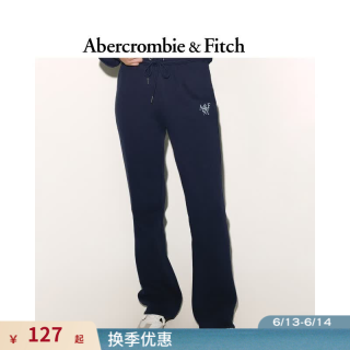 Abercrombie & Fitch 美式百搭LOGO显瘦微喇抓绒运动卫裤长裤25秋冬女装147-5116