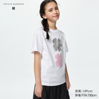优衣库 女童印花T恤 白色 160cm