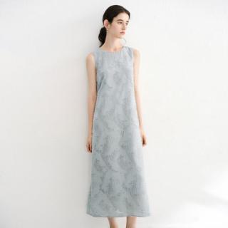 香影 女士无袖连衣裙 高级感夏季轻奢时尚肌理感长款圆领直筒通勤裙