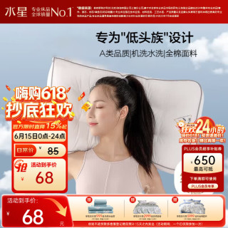 水星家纺 枕头纤维枕颈椎枕成人睡觉专用暖柔类羽绒云朵枕适中款/灰色