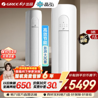 格力 空调 晶弘 3匹 新一级能效 变频冷暖 纯铜管 省电舒适风 客厅立柜式空调柜机 3匹 格力出品 晶弘 小凉神