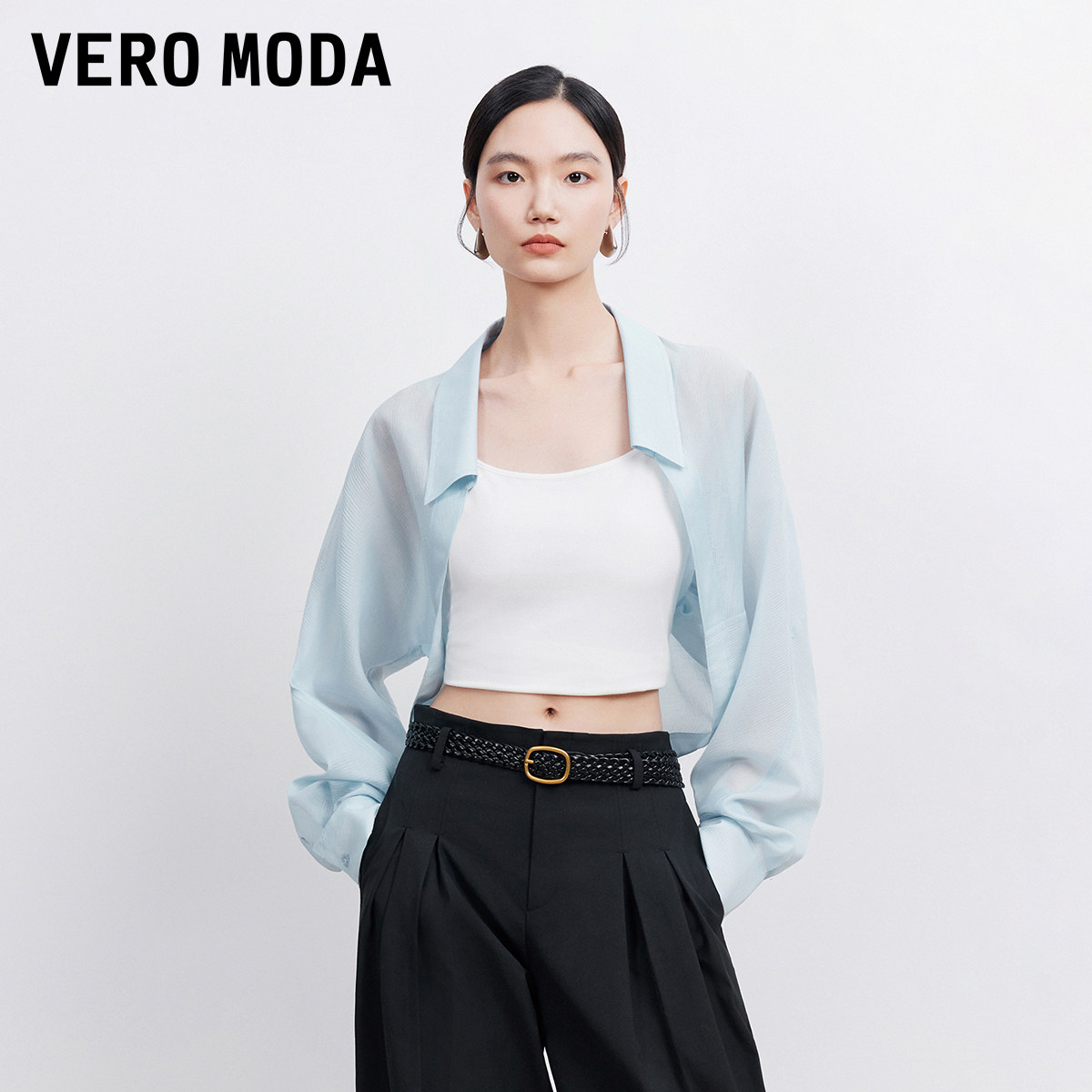 VERO MODA 莱赛尔 翻领 短款 女士衬衫