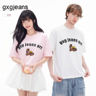 gxgjeans 真五折！美式小马印花潮流宽松圆领短袖T恤 白色