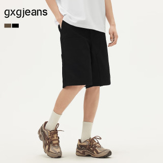 gxgjeans 真五折！美式复古水洗时尚工装宽松牛仔短裤 黑色