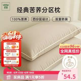 然牌 荞麦枕头 100%全荞麦壳枕头颈椎枕儿童纯棉枕套 单只装30x55cm