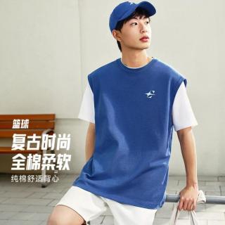安踏 美式复古背心男士夏季透气潮流休闲坎肩无袖t恤运动上衣